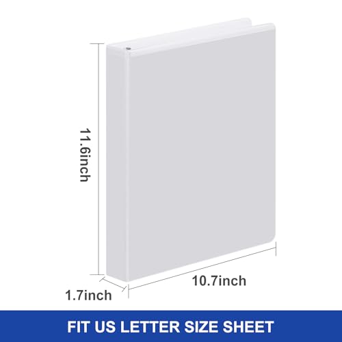 Comix D-Ring Basic View Binder 1 inch 3 Ring Binders, 2.4mm-Thick, Hold 225 Sheets of 8.5" x 11" Paper, 12 Pack (White) - color: White, size: 1-Inch, style: 12 Pack