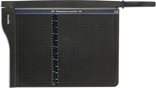 Amazon Basics Paper Trimmer Cutter for Office and Crafts, Heavy-Duty, Portable Guillotine Paper Cutter, 15-Inch, 10-Sheet Cardstock for Photos - size: 15"
