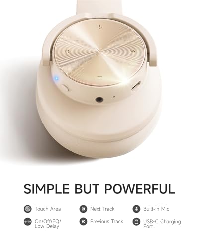 Picun B8 Bluetooth Headphones, 120H Playtime Headphone Wireless Bluetooth with 3 EQ Modes, Low Latency, Hands-Free Calls, Over Ear Headphones for Travel Home Office Cellphone PC Khaki White - color: Khaki White