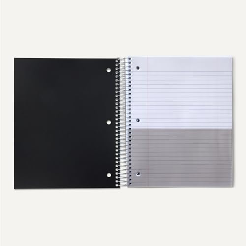 Amazon Basics Wide Ruled Spiral Notebook, Poly Cover, 5 Subject, For Work and School, 200 Sheets, 8.5" x 10.5", Black, 1-Pack - color: Black, style: Wide Ruled 200 Sheets