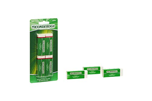Ticonderoga Vinyl Erasers, White, 4 Count, 6 Packs (X38004)