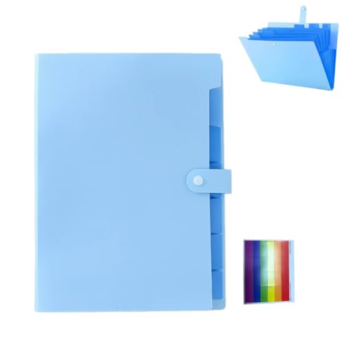 Blue Accordion File Folder 8 Pockets Expanding File Organize with Labels,A4 Letter Size Paper Document Receipt Organizer Accordion Filing Folder for Classroom,Home,Office - color: Blue