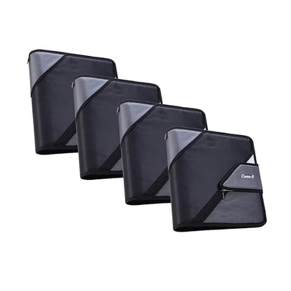 Case-It The Open Tab Secure Seal 2-Inch Binder, 5-Color Tabbed Expanding File, S-826-A Jet Black, 4 Pack - color: Jet Black, size: 4 Pack