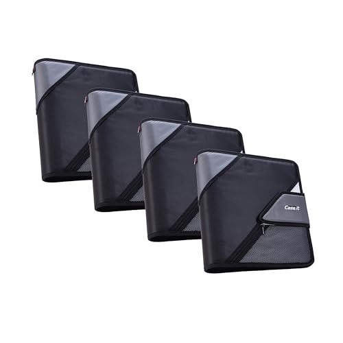 Case-It The Open Tab Secure Seal 2-Inch Binder, 5-Color Tabbed Expanding File, S-826-A Jet Black, 4 Pack - color: Jet Black, size: 4 Pack