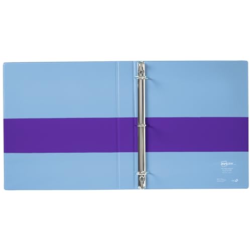 Avery Two-Tone Durable View 3 Ring Binder, 1 Inch Slant Rings, Violet/Soft Blue Binder (17131) - color: Violet/Soft Blue, size: 1"
