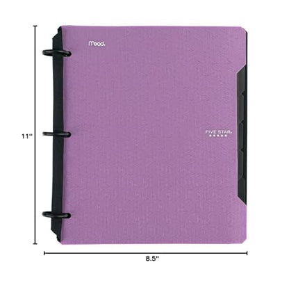 Five Star Flex Refillable Notebook + Study App, College Ruled Paper and 1-1/2 Inch TechLock Ring Binder with Pockets, Tabs and Dividers, 300 Sheet Capacity, Amethyst Purple (29324AB6) - color: Amethyst Purple, size: 1 Pack