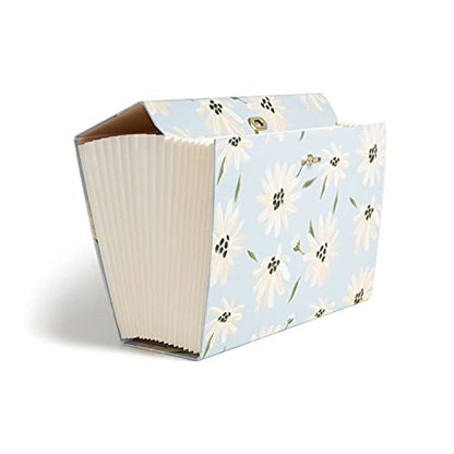 U Brands Expanding 19 Pocket Fashion File Folder, Blue Gilded Spring, 15.4” x 10.5”