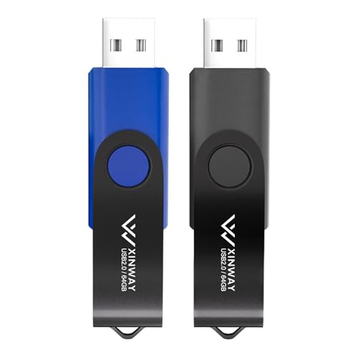 64GB USB 2.0 Flash Drives Thumb Drive Memory Stick Jump Drive Swivel Design, (2 Pack Tow Colors: Black Blue) - color: 64GB Black Blue
