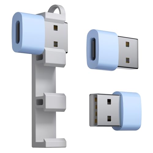 TIANSONG USB to USB C Adapter,3Pack USBC Female to USB A Male with Convenient Carrier, Type C Converter for iPhone 17/16/15/14/13/12, iPad, iWatch, AirPods,Galaxy S25/S24 (Blue) - color: Blue