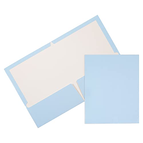 JAM PAPER Laminated Two Pocket Glossy School Folders - Letter Size - High Gloss Baby Blue - 6/Pack - color: Baby Blue, size: Pack of 6 Folders