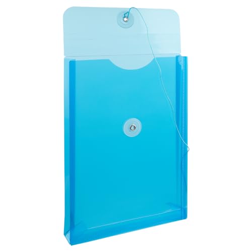 JAM PAPER Plastic Envelopes with Button & String Tie Closure - 6 1/4 x 9 1/4 - Blue - 12/Pack - color: Blue, size: 6 x 9