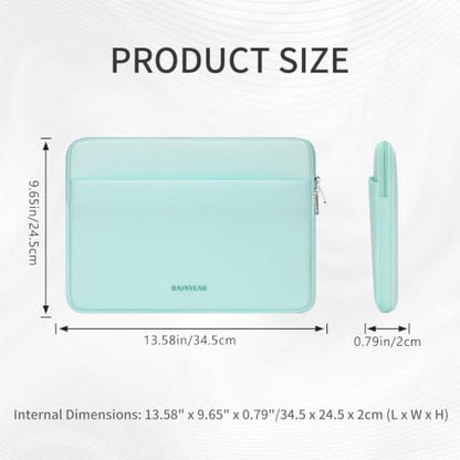 RAINYEAR Laptop Sleeve Case 13.3 Inch, Protective Portable Case with Front Pocket, Briefcase Handbag Laptop Bag Compatible with 13.3-14 Inch Laptop PC, 14 Inch MacBook Pro M5 M4 M3 M2 M1, Mint Green - color: Mint Green, size: 13.3-14 inch