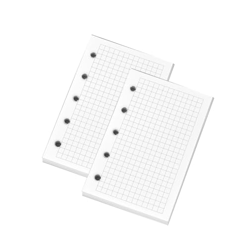 Mini Binder Paper Refill Loose Leaf Paper 40 Sheets Filler Paper M5 Mini Journal Planer Inserts Memo Refills for 5 Ring Binder Notebook 2 Pack - color: Grid Matrix