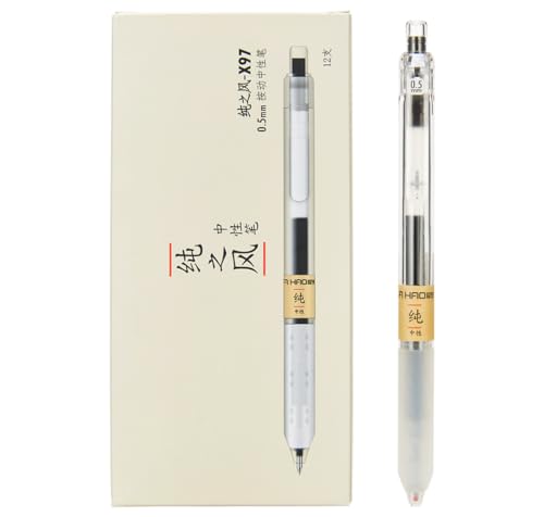 czxwyst X97 Retractable Gel Ink Pens 0.5mm Fine Point (Black Color 12-Pack) - color: Black Color 12-Pack