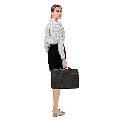 MOSISO 360 Protective Laptop Case 13.3 inch, 13-13.3 inch Laptop Sleeve Compatible with MacBook Air/Pro 13/Pro 14,HP Dell ASUS Lenovo, Square Quilted Bag Cover with 2 Pockets&Handle&Belt, Black - color: Black, size: 13.3 inch