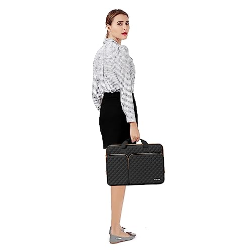 MOSISO 360 Protective Laptop Case 16 inch,15-15.6 inch Laptop Sleeve Compatible with MacBook Pro 16 M5 M4 M3 M2 M1 HP Acer Dell Lenovo,Square Quilted Bag Cover with 2 Pockets&Handle&Belt, Black - color: Black, size: 16 inch