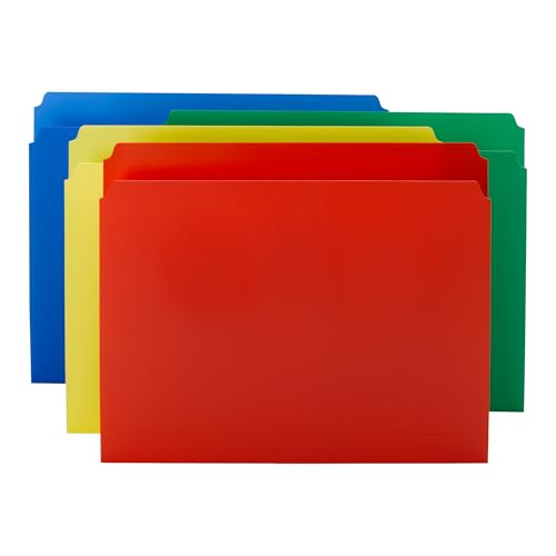Smead Poly File Folder, Straight-Cut Tab, Letter Size, Assorted Primary Colors, 48 Count