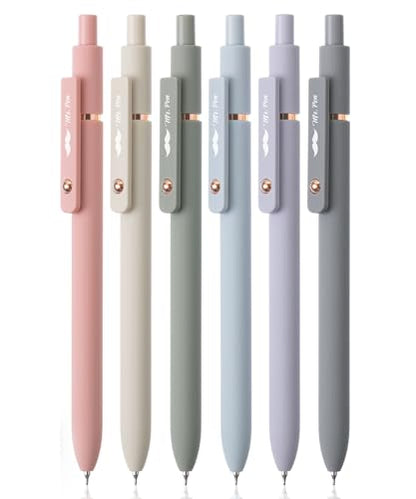 Mr. Pen- Retractable Gel Pens with Rose Gold Ring and Ball, 6 Pack | Morandi Barrels, Japanese Black Gel Pens, Fast Dry, Fine Point 0.5mm - color: Morandi Barrels with Rose Gold Ring