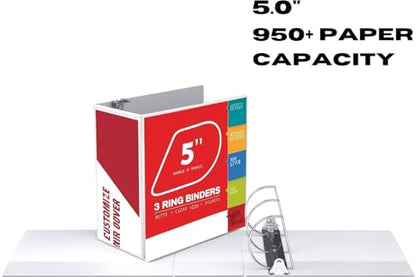 3 Ring Binder, Professional Angle D Ring Binder 5 Inch, Presentation Folder for Standard Pages 8.5 x 11 with Pockets, Crystal Clear View White - color: White, size: 5 Inch