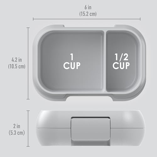Bentgo Kids Snack Leak-Proof 2 Compartment Bento-Style Container | For Snacks & Small Meals, Easy-Open Latch, Dishwasher Safe, BPA-Free for School, Daycare, & Sports, Ages 3+ (Gray) - color: Gray