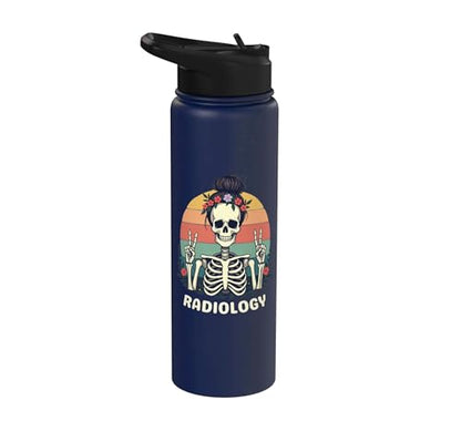 Funny Radiology Student Graduation Xray Technician Men Women Stainless Steel Insulated Water Bottle - color: Navy Blue