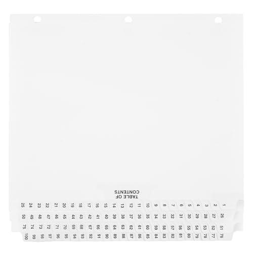 Exhibitindexes® Numbered Dividers 1-100 Punched - AVE Style Bold Tabs - Side Collated Exhibit Tabs - Made in The USA | Letter Size - 1-100 - Sets - size: 8.5 X 11