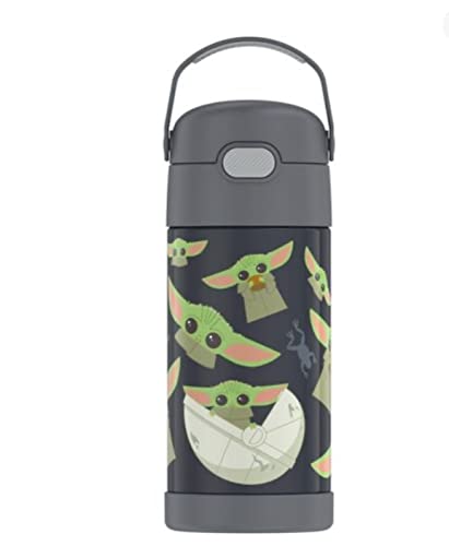 THERMOS FUNTAINER Water Bottle with Straw - 12 Ounce - Kids Stainless Steel Vacuum Insulated Water Bottle with Lid, Mandalorian - color: Mandalorian