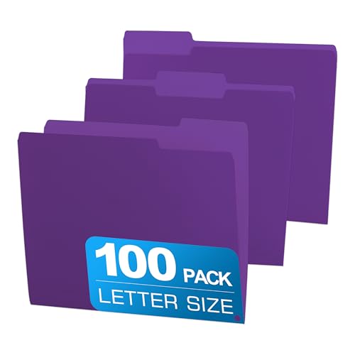 100 Packs Colored File Folders,Purple File Folders Letter Size,1/3 Cut Tabs File Folder,Two-Tone File Folder,Manila File Folders for Office,School and Home,Organization - color: Purple, style: 100 Packs