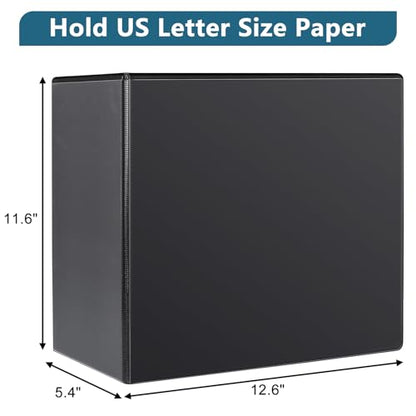 CIXILDTS 5" 3 Ring Binder, Standard 5-Inch Slant-D Ring Binder Fit Letter Size Paper, Presentation View Binders, 2 Packs, Black - color: Black, size: 5", style: 2-Pack