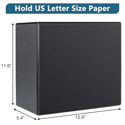 CIXILDTS 5" 3 Ring Binder, Standard 5-Inch Slant-D Ring Binder Fit Letter Size Paper, Presentation View Binders, 2 Packs, Black - color: Black, size: 5", style: 2-Pack