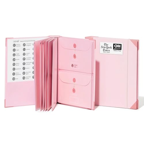Savor | Edición Actualizada 2025 El Folio® Organizador de Documentos en Español| 17 millones de me Gusta en TikTok | Carpeta de Emergencia para Acta de Nacimiento, Tarjeta de Seguro Social, Pasaporte - color: Pink, size: Document Organizer (Spanish Versio