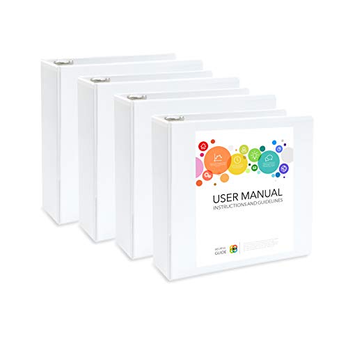 White 3 Ring Binder 3 Inch Heavy Duty Large Binder with Clear View Cover for Office and School, Big Rings Hold up to 625 Sheets of 8.5 x 11 Inch Paper, 4 Pack