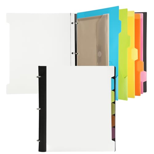 Pivotable Refillable Notebook, 3 Ring Binder Notebooks 1 Inch, Notebook with Dividers and Pockets, Folder Notebook, Flexible Binder, Soft Binders 3 Ring, Foldable Binder- White - color: 1 Pcs White