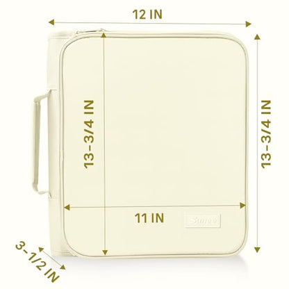 SUNEE Zippered Binder Bag with Handle, 2-Inch 3-Ring O-Ring, 500-Sheet Capacity, Includes Zip Pocket, 5-Tab Expanding File Folder, Multi-Pocket Organizer Binder for Middle School, Soft Beige - color: Soft Beige