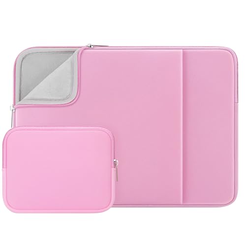 RAINYEAR 14 Inch Laptop Sleeve Case with Front Pocket & Accessories Pouch, Protective Soft Lining Padded Cover Compatible with 14" Notebook Computer Chromebook (Pink, Upgraded Version) - color: Pink (Upgraded Version), size: 14"