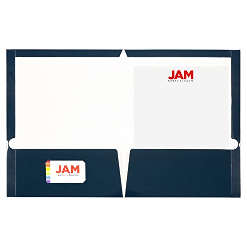 JAM PAPER Laminated Two Pocket Glossy School Folders - Letter Size - High Gloss Navy Blue - 6/Pack - color: Navy Blue, size: Pack of 6 Folders