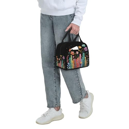 Lunch Bag Books Flower Botanical Insulated Lunch Box Reusable Cooler Tote for Adults Student Girl Boy Work Office School Picnic Over 3 Years Old - color: B0385