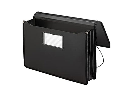 Smead Poly Wallet, Accordion File Organizer for File Folders, Legal Size, Black, 5-1/4 inch Expansion, Office Supplies, Document Organizer (71510) - size: Legal, style: Black