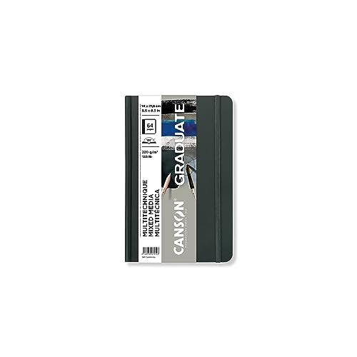 Canson Graduate Toned Grey Mixed Media Paper, Hard Cover Art Journal, 5.5x8.5 inches, 32 Sheets — Artist Paper for Collage, Watercolor, Ink, Pencil, Marker - color: Toned Grey Paper, size: 5.5x8.5