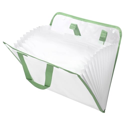 uxcell 13 Pockets Accordion File Organizer, Expanding File Folder Portable Accordion Document Bag with Classified Index Stickers for Office Worker, Green (Horizontal) - color: Green