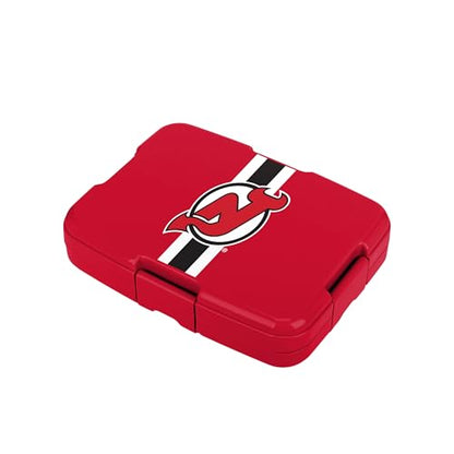 FOCO NHL Unisex-Adult Officially Licensed Team Color Stripe Primary Logo Hockey Leak Proof 5 Compartment Bento Lunch Box - New Jersey Devils - color: New Jersey Devils