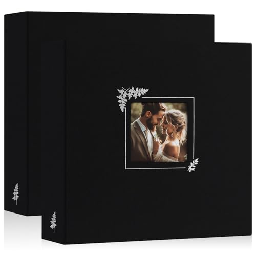 Lanpn 2 Packs Scrapbook Photo Album 12x12, Linen Window Design Cover Top Load 3 Ring Folder Binder Photo Book Photobook 12 x 12 inch with 30 Plastic Sleeves 60 Pages (Black) - color: Black, size: 12x12"/2PK