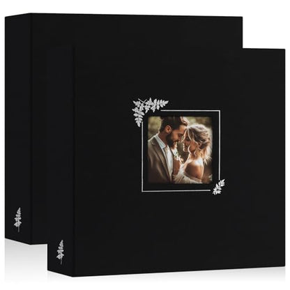 Lanpn 2 Packs Scrapbook Photo Album 12x12, Linen Window Design Cover Top Load 3 Ring Folder Binder Photo Book Photobook 12 x 12 inch with 30 Plastic Sleeves 60 Pages (Black) - color: Black, size: 12x12"/2PK