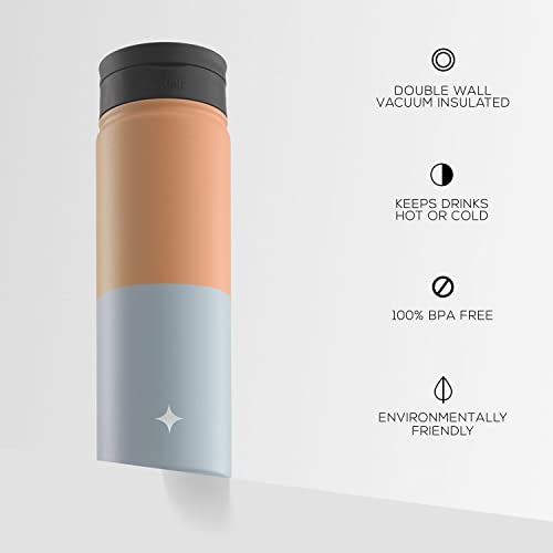JoyJolt Triple Insulated Water Bottle with Straw Lid AND Flip Lid! 22oz Water Bottle, 12 Hour Hot/Cold Vacuum Insulated Stainless Steel Water Bottle. BPA-Free Leakproof Water Bottles - Thermos Bottle - color: Orange/Blue, size: 22 Ounces