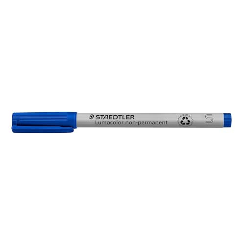 STAEDTLER Lumograph Non-Permanent Wet Erase Marker Pen, Fine Tip, Low Odor Colored Markers, Blue, 311-3 - color: Blue, size: 1 Count (Pack of 10), style: SuperFine Tip Tip