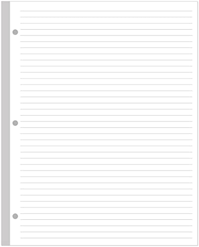 3-Hole Lined Refill Paper, Letter Size Punched Ruled Filler, 100 Sheets / 200 Pages, 100gsm White Paper, 8.5'' x 11'' - size: 100 Sheets, style: 3-Hole
