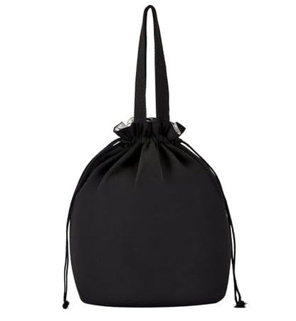 Reusable Lunch Bag,Canvas Drawstring Lunch Bag, Lunch Tote for Work, School, or Picnics, Lightweight & Waterproof, Keeps Food Fresh All Day(BLACK) - color: Black