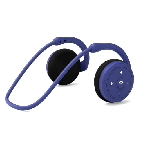 itayak Behind The Head Headphones, Wrap Around Head Small Bluetooth Headphones Lightweight Foldable Wireless Sports Sweatproof Headset with Microphone & Carrying Case - color: Blue
