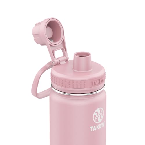 Takeya Actives Stainless Steel Water Bottle, Insulated Spout Lid, Keeps Drinks Cold 24 Hrs, Leakproof, Durable, Dishwasher Safe, Ideal for Gym, Travel, Fits Most Cup Holders, 22 oz/Blush - color: Blush, size: 22 Ounces