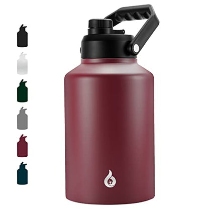 BJPKPK One Gallon(128 oz) Insulated Water Bottle, Dishwasher Safe Stainless Steel Jug, BPA Free Jug with Ergonomic Handle & Anti-slip Bottom, Large Water Bottle, Brick Red - color: Brick Red, style: 128oz